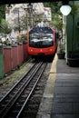 Train at the Cosme Velho, inclained railway to the Christ The Redeemer Statue. Royalty Free Stock Photo