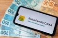 Rio de Janeiro, Brazil - September 5, 2020: Logo Bolsa FamÃÂ­lia. Financial aid given by the Brazilian Federal Government to low-