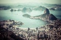 Rio de Janeiro, Brazil. Suggar Loaf and Botafogo beach viewed from Corcovado Royalty Free Stock Photo