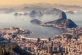 Rio de Janeiro, Brazil. Suggar Loaf and Botafogo beach viewed from Corcovado Royalty Free Stock Photo