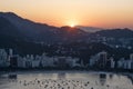 Rio de Janeiro, Brazil, sunset, Botafogo, beach, harbour, yachts, sailboats, aerial view, panoramic