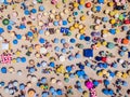 Rio de Janeiro, Brazil, Top View of Copacabana Beach Showing Colourful Umbrellas and People Relaxing on a Summer Day