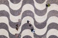 Rio de Janeiro, Brazil, Top View of People Walking on the Iconic Copacabana Beach Sidewalk