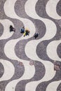 Rio de Janeiro, Brazil, Top View of People Walking on the Iconic Copacabana Beach Sidewalk