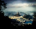 Rio de Janeiro Brazil view of the dramatic natural skyline from the surrounding jungle at the Vista Chinesa