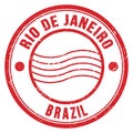 RIO DE JANEIRO - BRAZIL, words written on red postal stamp