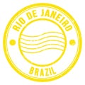 RIO DE JANEIRO - BRAZIL, words written on yellow postal stamp