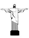 Rio de janeiro christ icon drawing line and white background