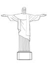 Rio de janeiro christ icon drawing line and white background