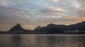 Rio de Janeiro city lake Lagoa Rodrigo de Freitas at sunset Royalty Free Stock Photo