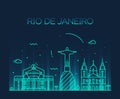 Rio de Janeiro City skyline Trendy line art style