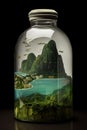 Rio de Janeiro crazy landscape in a bottles. Souvenir bottle. Decoration.