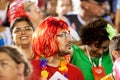 RIO DE JANEIRO - FEBRUARY 11: Spectator in costume watch participants on carnival at Sambodromo in Rio de Janeiro February