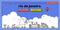 Rio de Janeiro Modern Web Banner Design with Vector Linear Skyline