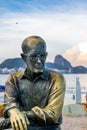 Rio de Janeiro, RJ / Brazil - 02.23.2019: Dawning in Copacabana Beach in front of Drummond statue estÃÂ¡tua do Drummond - sugarloa