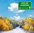 RIO DE JANEIRO road sign against clear blue sky Royalty Free Stock Photo