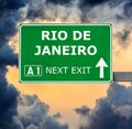 RIO DE JANEIRO road sign against clear blue sky Royalty Free Stock Photo