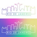 Rio De Janeiro skyline. Colorful linear style.