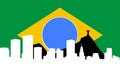 Rio de janeiro skyline with flag brazil Royalty Free Stock Photo