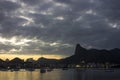 Rio de Janeiro skyline at sundown view from Urca wall Royalty Free Stock Photo