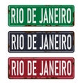 Rio de janeiro Touristic Retro Vintage Greeting sign, Texture effects can be easily turned off. Royalty Free Stock Photo