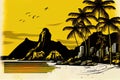 Rio de Janeiro Travel Illustration, Brazil Tourism Concept, America Drawing Imitation, AI Generative Content