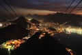 Rio de Janerio gondola city night sunset Royalty Free Stock Photo