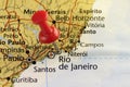 Rio de Janerio pinned map. Royalty Free Stock Photo