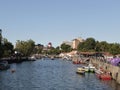 Photo of a river in Argentina called El Tigre full of boats