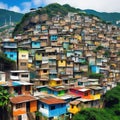 Rio Favela city urban town poor house building color Adventure travel draw paint art Graphic Art Royalty Free Stock Photo