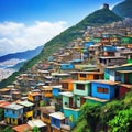 Rio Favela city urban town poor house building color Adventure travel draw paint art Graphic Art