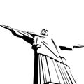 Rio Jesus statue in black white technique. Bottom view. Royalty Free Stock Photo