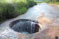 Rio las gachas with its peculiarity of passing over this great rock and drilling huge holes through the years