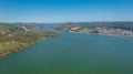 Rio Maule, constitucion, chile, horizontal aerial view with drone of the river