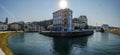 Rio Negro, as it passes through the town of Luarca, Asturias, Touristic destination Spain, Europe.