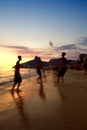 Rio Sunset Altinho Beach Football Silhouettes Royalty Free Stock Photo