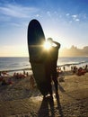 Rio Surfboard Sunset Surfer Arpoador Brazil