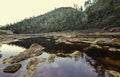 Rio Tinto River with red acidic and polluted water due to mining, in Spain Royalty Free Stock Photo