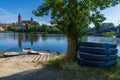 Rio Tormes and Cathedral of the city of Salamanca in Spain. Royalty Free Stock Photo