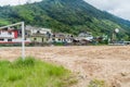 RIO VERDE, ECUADOR - JUNE 22, 2015: View of a soccer field in a small village Rio Verde, Ecuado