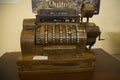 Antique cash register at the Riobamba train station, Ecuador.