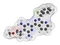 Riociguat pulmonary hypertension PH drug molecule. Stimulator of soluble guanylate cyclase sGC. Royalty Free Stock Photo