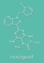 Riociguat pulmonary hypertension PH drug molecule. Stimulator of soluble guanylate cyclase sGC. Skeletal formula. Royalty Free Stock Photo