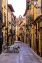 Rioja region town Laguardia Spain narrow streets and businesses