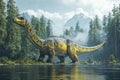 A Riojasaurus in a prehistoric landscape, detailed and ancient, natural setting Royalty Free Stock Photo