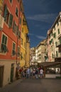 Charming Riomaggiore fishing village with colorful buildings Royalty Free Stock Photo