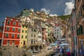Charming Riomaggiore fishing village with colorful buildings Royalty Free Stock Photo