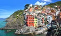 Riomaggiore fisherman village. Is one of five famous colorful villages of Cinque Terre National Park in Italy Royalty Free Stock Photo