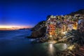 Riomaggiore fisherman village at sunset. Five Lands & x28;Cinque Terre& x29;, Liguria, Italy Royalty Free Stock Photo