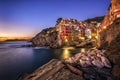 Riomaggiore fisherman village at sunset. Five Lands & x28;Cinque Terre& x29;, Liguria, Italy Royalty Free Stock Photo